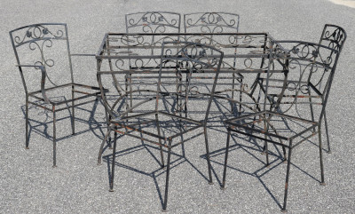 Image for Lot 7 Piece Wrought Iron Patio Dining Set
