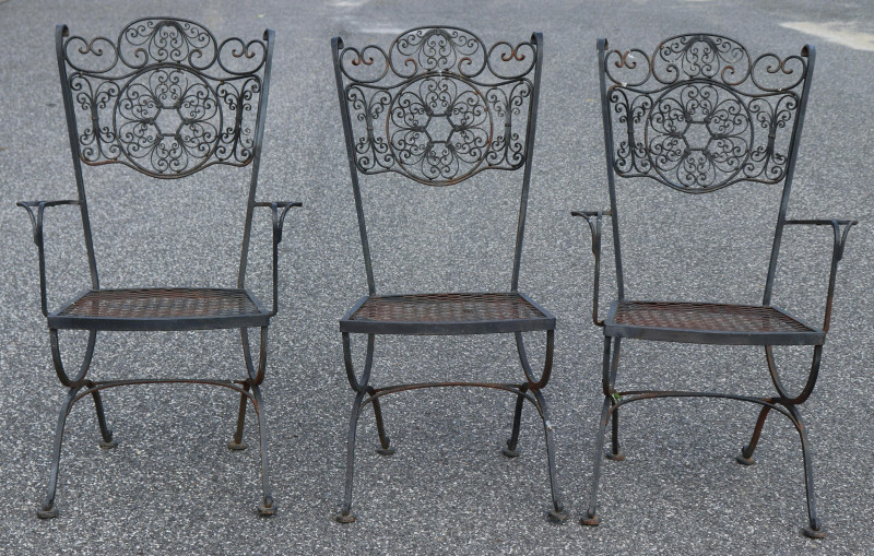 3 Highback Wrought Iron Chairs