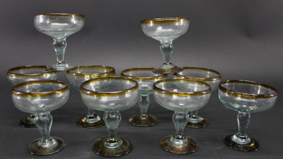 Image for Lot 10 Mexican Hand Blown Margarita Glasses