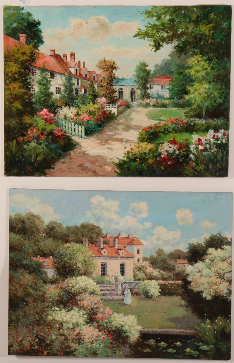 Two Oil on Canvas Paintings - Houses & Garden