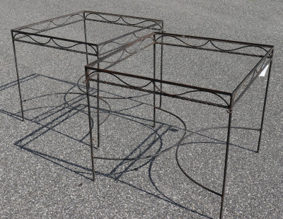 Pair Square Wrought Iron Tables