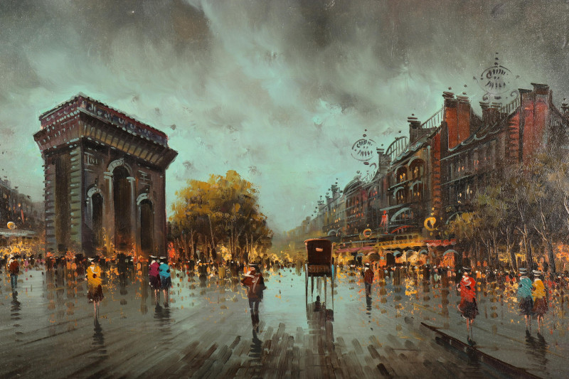 Paris Street Scene, Oil on Canvas