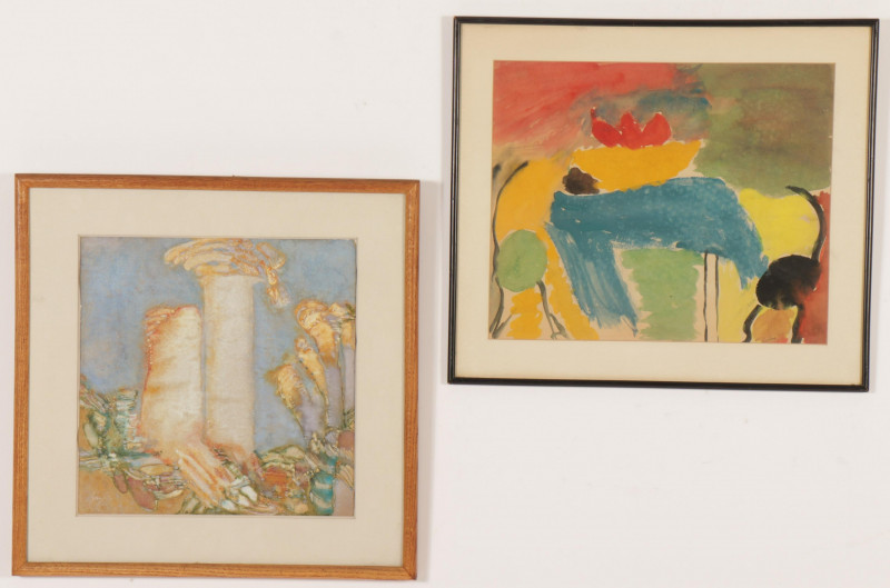 Two Abstract W/C's On Paper, One Dated 1956