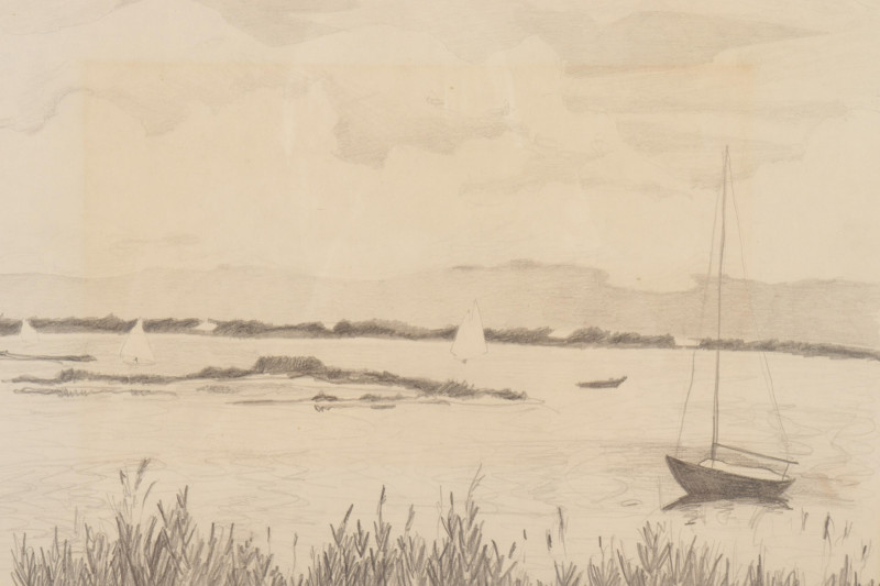 Sailboats Pencil/P; Landscape W/C; Eakins Print