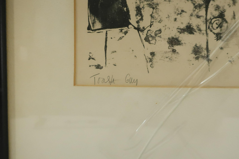 F.E. Peyton "Tulips" Etching; "Trash Guy" Print