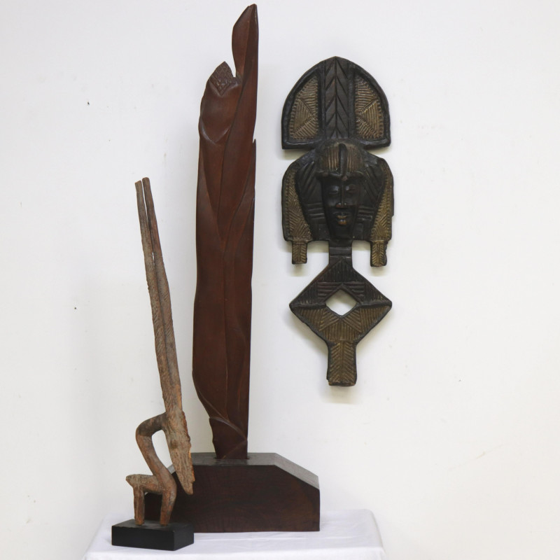 3 Wood Sculptures - African, Nouveau