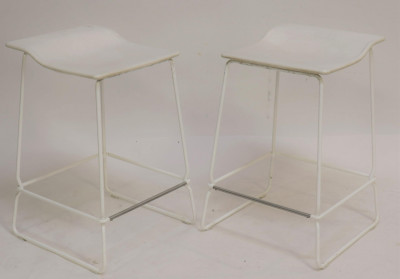 Image for Lot Pair Viccarbe White Plastic & Metal Stools