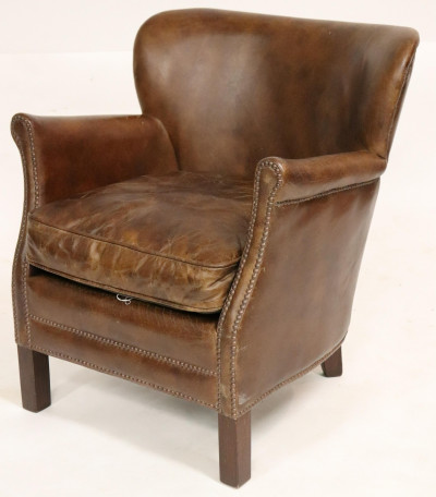 Image for Lot Restoration Hardware Professor Leather Chair