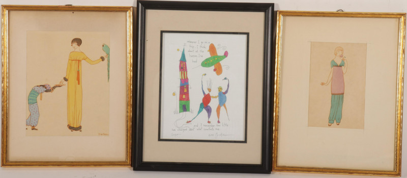 Three Color Lithographs With Figures