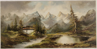 Image for Lot Garsten, 20th C., "Chalet in the Mountains" O/C