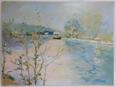 Impressionist Style Spring River Scene, J. Dekobra