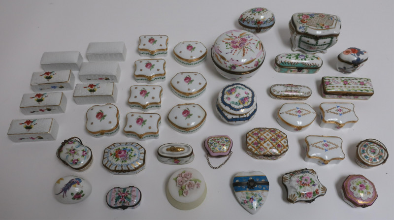 38 Small Porcelain Boxes. Limoges