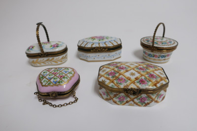 38 Small Porcelain Boxes. Limoges