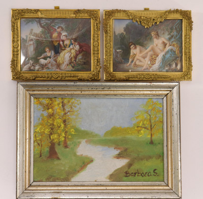 2 Miniature Paintings after Boucher, etc.