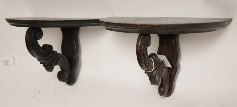 Pair Dark Stained Wood Wall Brackets