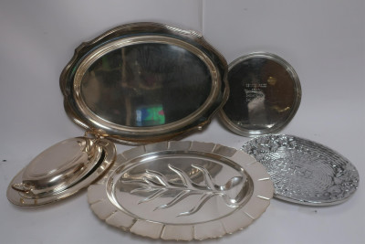 Image for Lot Silverplate and Pewter Serving Pieces,Trays
