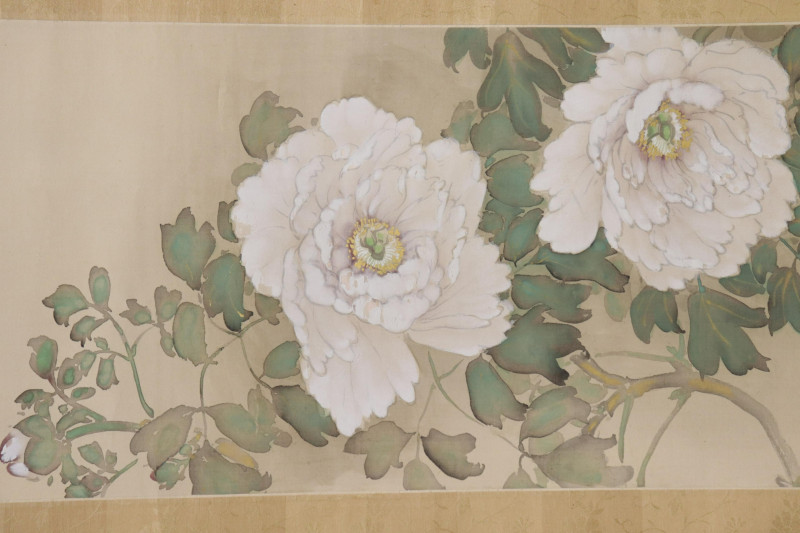 2 Chinese Scrolls, Peonies & Musicians