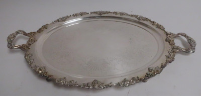 Image for Lot Large Silver Plate Tea Tray, early 20th C.