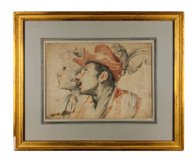 Attributed to Giulio Cesare Procaccini - Heads of Two Men in Fanciful Headgear
