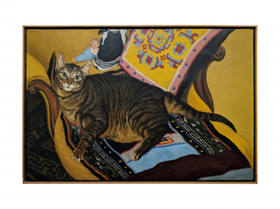 Image for Lot Jack Beal - Cat with dolls on chair