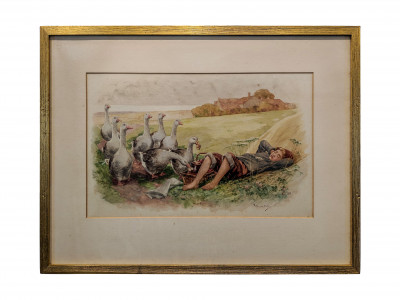 Image for Lot William G Miller – Sleeping Boy and Gaggle