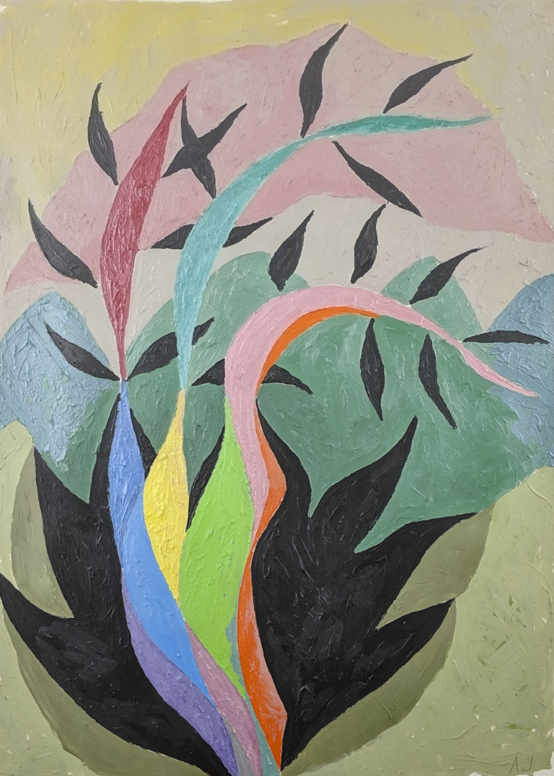 George T. Grant - Study for Metamorphasis (Pink Flower) and Mosaic Tree