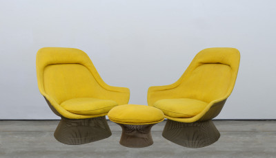 Image for Lot Warren Platner for Knoll - Pair of Lounge Chairs and Ottoman