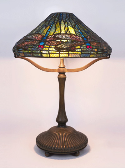 Image for Lot Tiffany Studios - Bronze Dragonfly Table Lamp (16 inch)