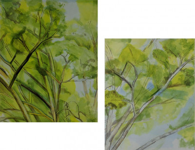 Image for Lot Sylvia Mangold - The Pin Oak Diptych