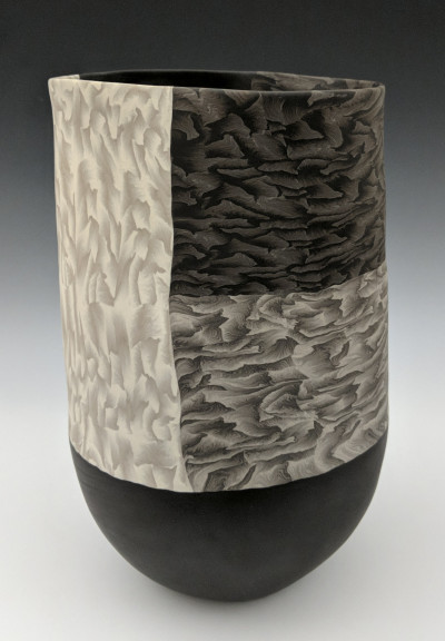 Image for Lot Thomas Hoadley - Tall black and white nerikomi vase