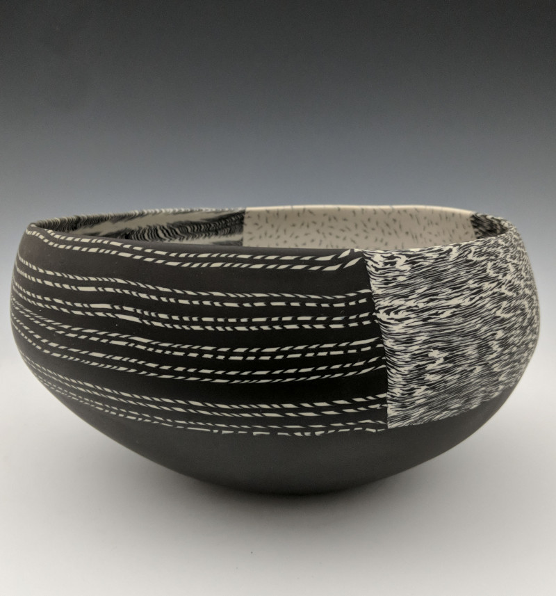 Thomas Hoadley - Black and white nerikomi bowl
