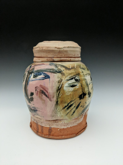 Image for Lot Ron Meyers - Covered jar with face