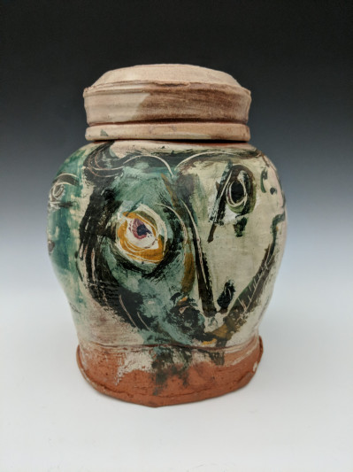 Ron Meyers - Covered jar with face
