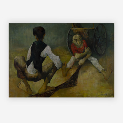 Image for Lot Jean Jansem - Two men and a cart