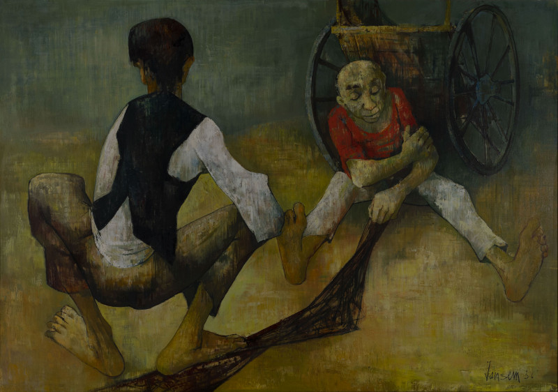 Jean Jansem - Two men and a cart