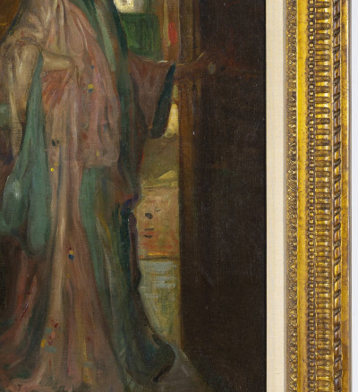 Frederick Carl Frieseke - Woman in Silk Robe standing in a doorway