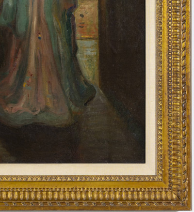 Frederick Carl Frieseke - Woman in Silk Robe standing in a doorway
