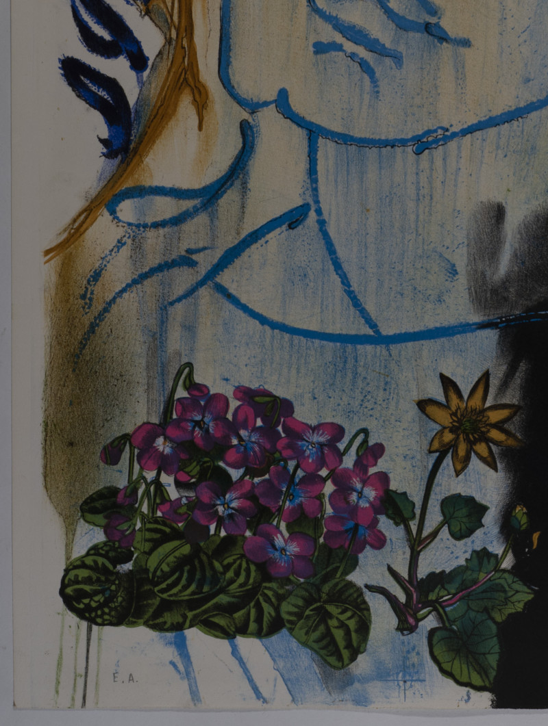 Salvador Dali - Untitled (Woman with butterflies and panzies)