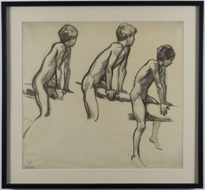 Ludwig von Hofmann - Three Studies of a nude boy on bar