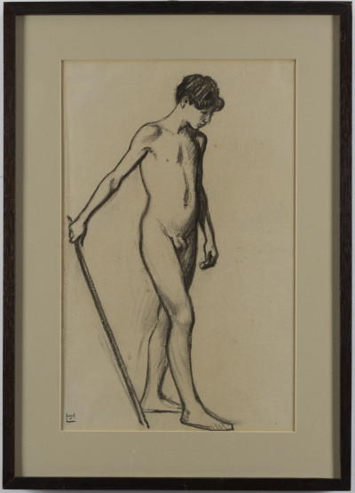 Ludwig von Hofmann - Nude Boy drawing