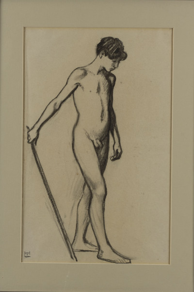 Ludwig von Hofmann - Nude Boy drawing