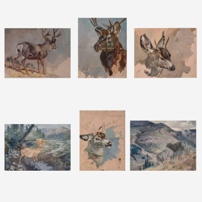 George Browne - 6 Deer and Elk studies