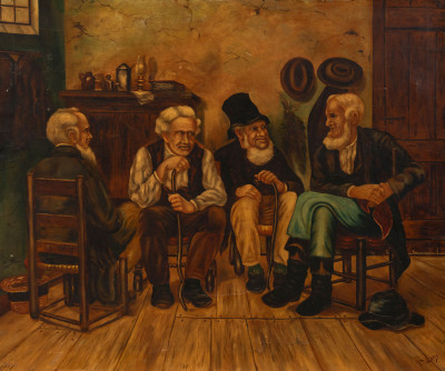 Unknown Artist - Four seated men in conversation
