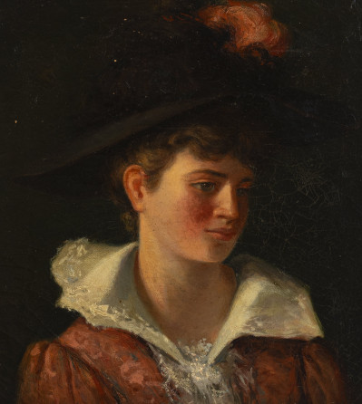 Image for Lot Unknown Artist - Portrait of a youth with a feathered cap