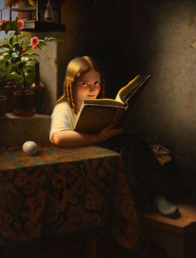 Image for Lot after Johann Georg Meyer von Bremen - Girl reading
