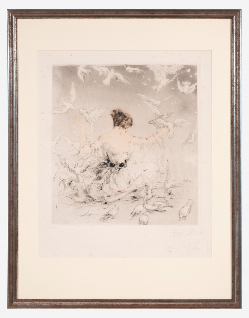 Louis Icart - Lady with Doves