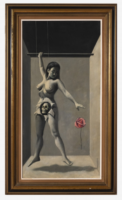Neil Alfred Greene - Untitled (Suspended nude with skull and rose)