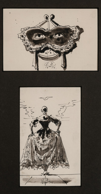 Image for Lot Eugene Berman - Costume and Mask (2 works frame together)