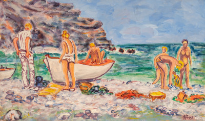 Theodore Hios - Topless Bathers on Sifnos Island, 1982