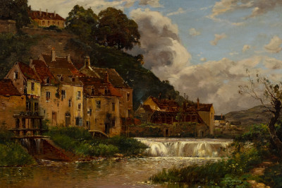 Image for Lot Maurice Lévis - Untitled (Village on river bank)